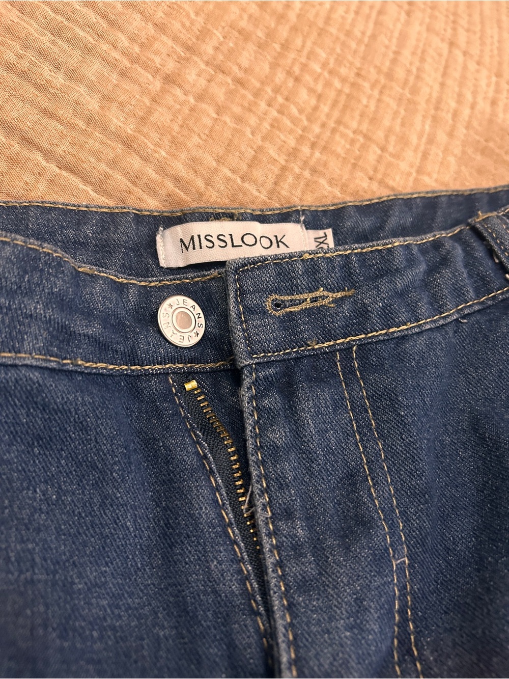 MISSLOOK Dark Blue High-Rise Denim Jeans